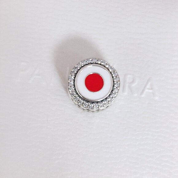 Pandora Japan Flag Bead Charm Bracelet Pendant S925 Silver with box - Picture 3 of 8